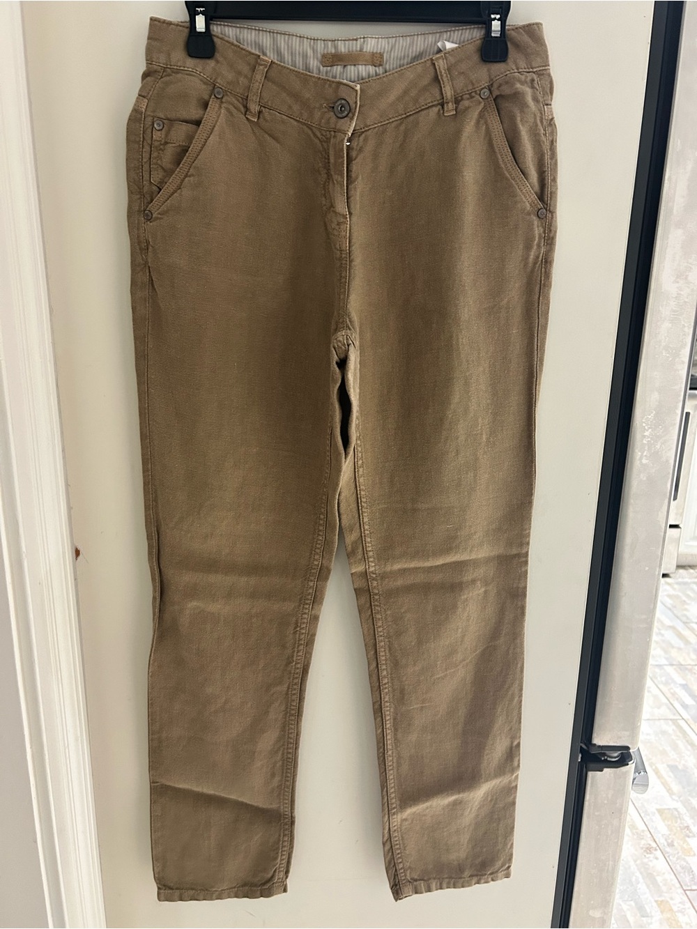Poetry Neutral Tan Linen-Blend Pants